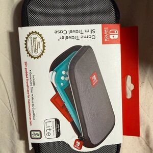 Nintendo Switch Lite Gray Travel Case with Red Accents